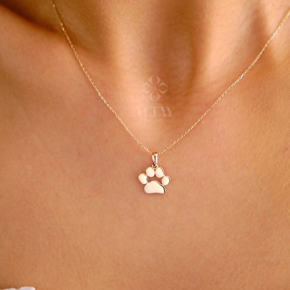 White Diamond Accent 14k Yellow Gold Over Bronze Paw Print Pendant With 18