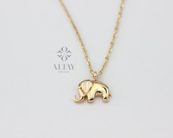 14K Gold Elephant Necklace, Tiny Elephant Pendant, Good Luck Charm, Layering Gold Necklace, Baby Elephant Necklace,  New Mom Gift