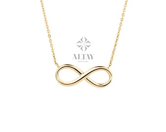 14K Solid Gold Infinity Necklace, Eternity Pendant, Minimalist Dainty Endlessness Charm, Charm Necklace, Delicate Fashion, Gift for Her
