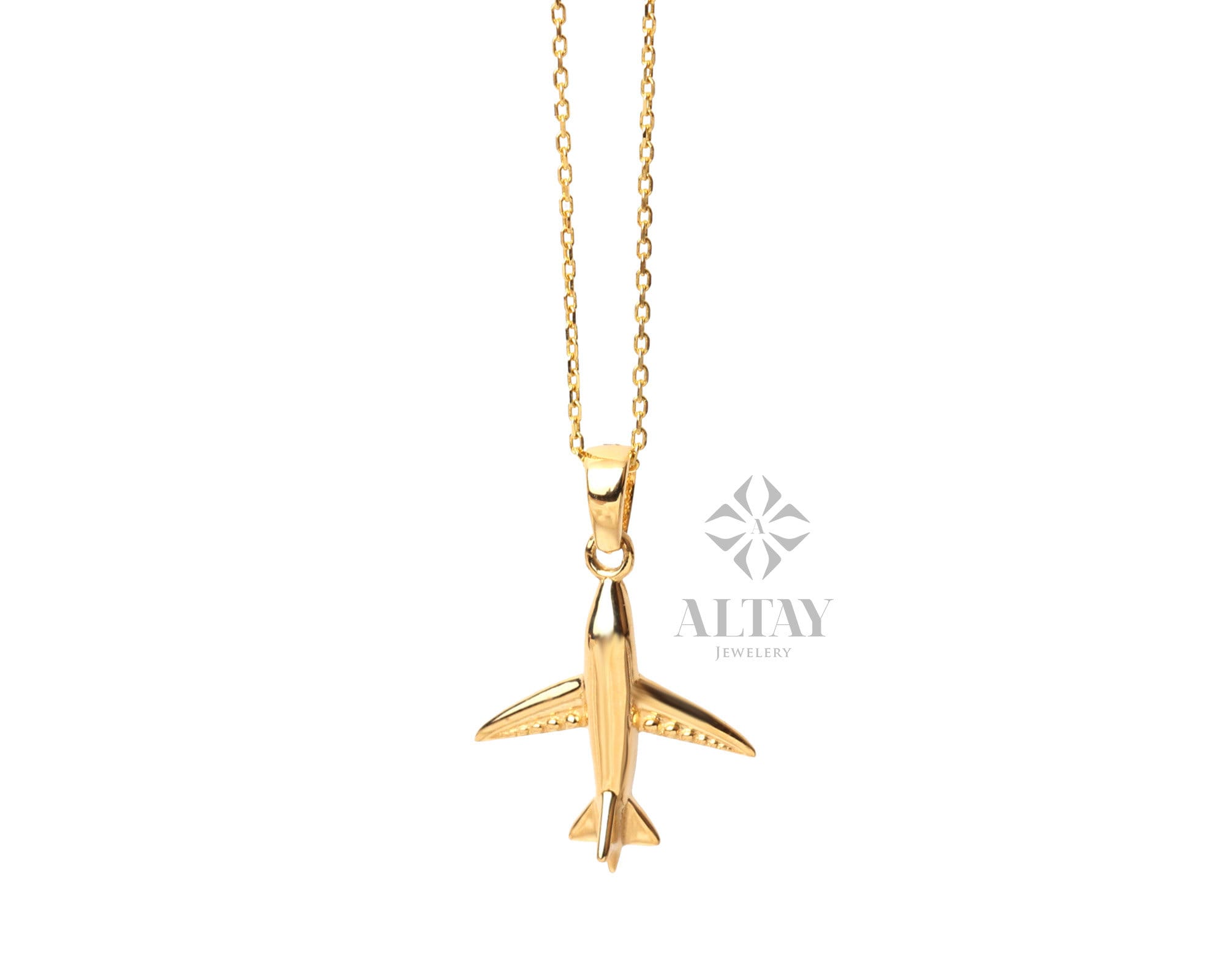 Gold airplane necklace with rhinestone — moninicrew