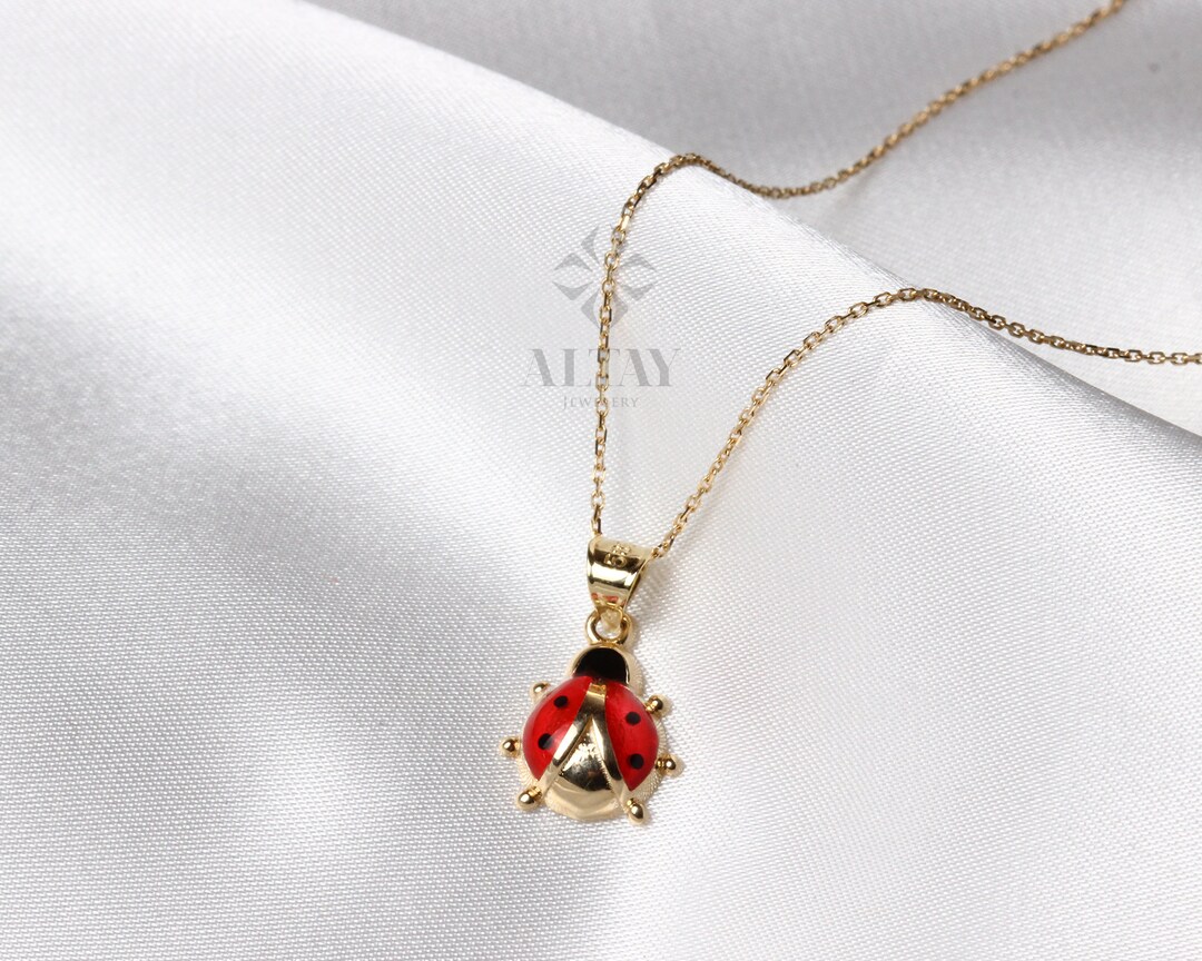Gold Ladybug Pendant Red Enamel Ladybug Necklace, 14k Gold Dainty Layering  Necklace, Minimal Everyday Jewelry, Good Luck Charm - Etsy