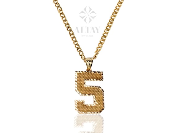 14K Gold Number Pendant, Cuban Link Necklace, Rope Chain Choker, Palm Franco Chain, Box Chain, Beaded Chain Necklace, Diamond Cut Pendant