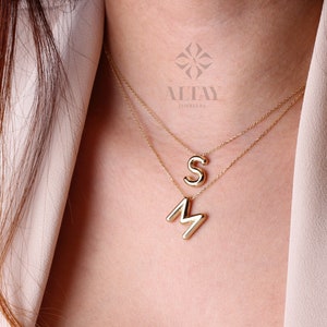 14K Gold Initial Necklace, 3D Gold Letter Necklace, Balloon Letter Pendant, Custom Personalized Necklace, Name Choker, Gift For Her Him zdjęcie 9
