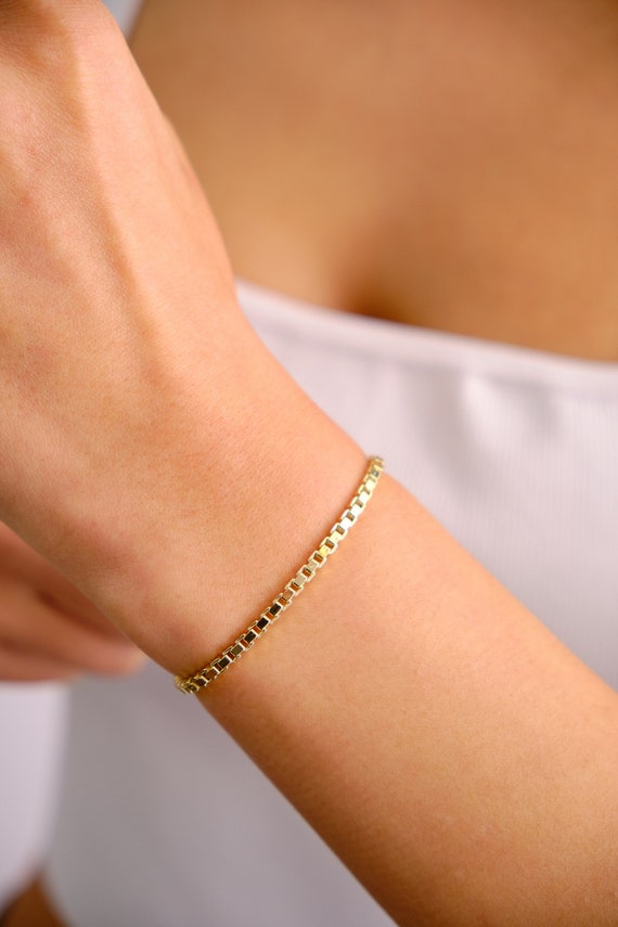 Gold Chain Bracelet, Box Chain Bracelet, Link Bracelet, Gold Filled  Bracelets, Curb Chain Bracelets - Etsy