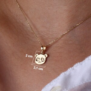14K Gold Panda Necklace, Gold Panda Bear Pendant, Panda Face Design Choker, Animal Charm Jewelry, Unique Necklace, Luck Pendant Gift for Her zdjęcie 4