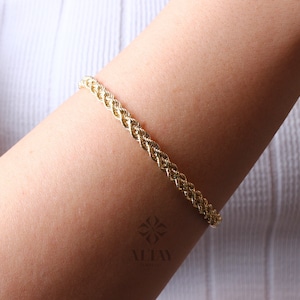 14K Solid Gold Rope Chain Bracelet, 4.7mm Dainty Rope Bracelet, Unisex Braided Bracelet, Twist Chunky Chain, Stacking Fashion Delicate Chain