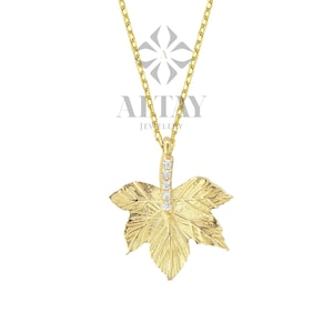 14K Gold Ahorn Blatt Halskette, kanadischer Ahorn CZ Diamant Anhänger Halskette, Kanada Blatt Charme, Herbst Blatt Schmuck, Zierliche Schichtung Halskette