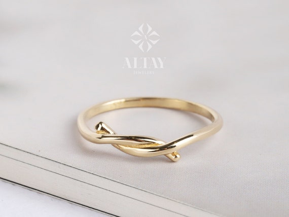 14K Gold Knot Ring, Minimal Gold Tie Ring, Real Gold Infinity Knot Band, Simple Everyday Ring, Meaningful Gift for Her