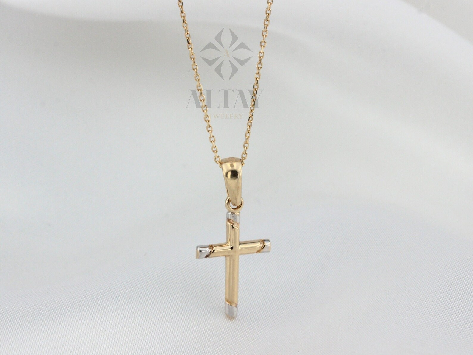 14K Gold Cross Necklace, Crucifix Pendant Chain, Jesus Christ Religious ...