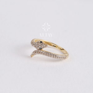 14K Gold Snake Ring, Snake Band, Open Serpent Jewelry, Dainty Stacking ...
