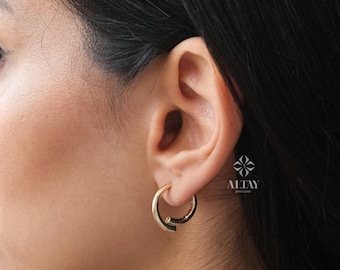 14K Gold Hoop Earrings, Classic Real Gold Hoops, Dainty Everyday Earrings, Minimalist Gold Jewelry, Gift for Her