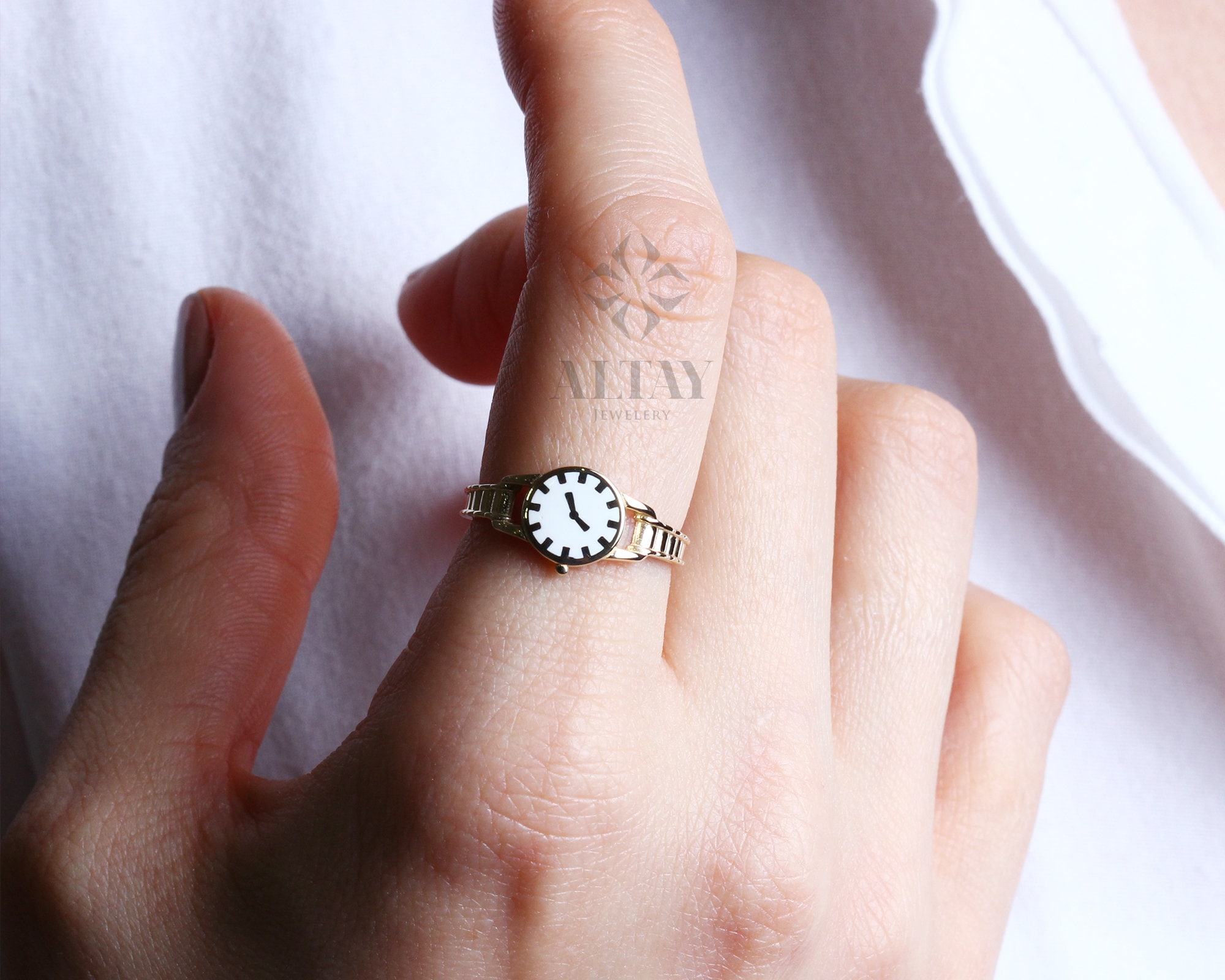 Watch With This Ring Free Online 14K Gold Watch Ring Round Clock Ring Dainty Ring - Etsy