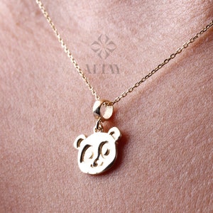 14K Gold Panda Necklace, Gold Panda Bear Pendant, Panda Face Design Choker, Animal Charm Jewelry, Unique Necklace, Luck Pendant Gift for Her zdjęcie 5