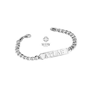 Engraved name bracelet, 14K gold curb chain