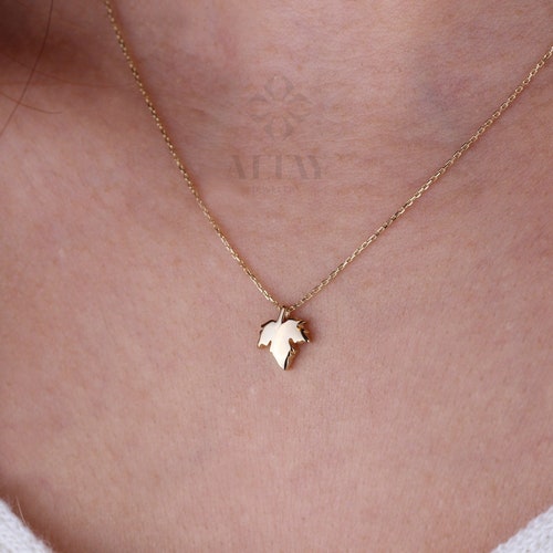 14K Gold Maple Leaf Necklace Canada Maple Necklace Canadian Etsy