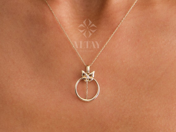 14K Gold Butterfly Necklace, Butterfly Circle Choker, Open Circle CZ Diamond Butterfly Pendant, Butterfly Charm Necklace, Eternity Jewelry
