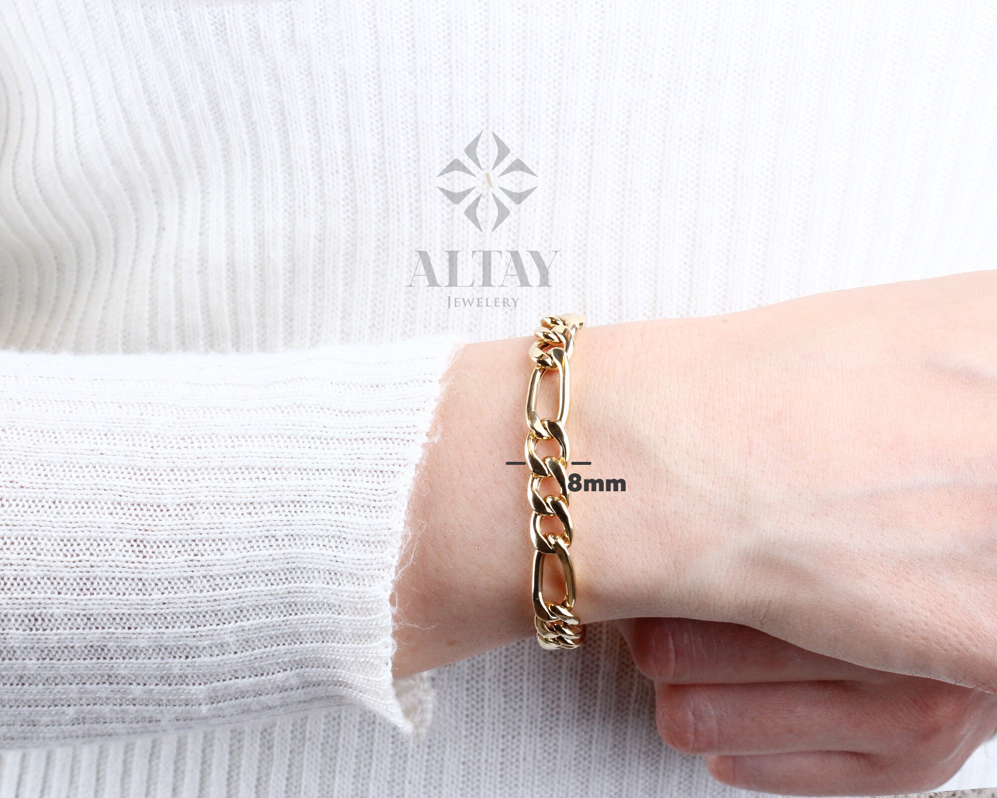 14K Solid Gold Figaro Mariner Chain Bracelet, 8mm Layering Chain, Gift for  Her Him, Minimal Fashion Bracelet, Unisex Chain, Delicate Modern 