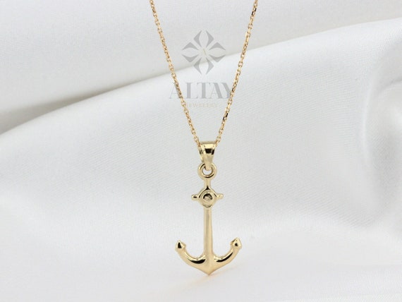 14K Gold Anchor Necklace, Tiny Gold Anchor Pendant, Anchor Choker Gold, Ship Anchor Charm, Women's Pendant, Birthday Gift For Her