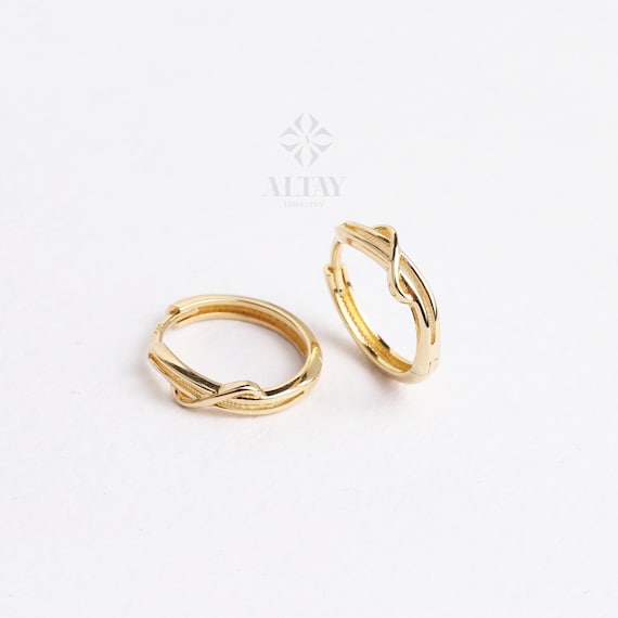 14K Gold Twig Hoop Earrings,  Small Leaf Huggies, Braided Huggie Earrings, Gold Tiny Hoop Earrings, Huggies Hoop, Dainty Hoop Earrings