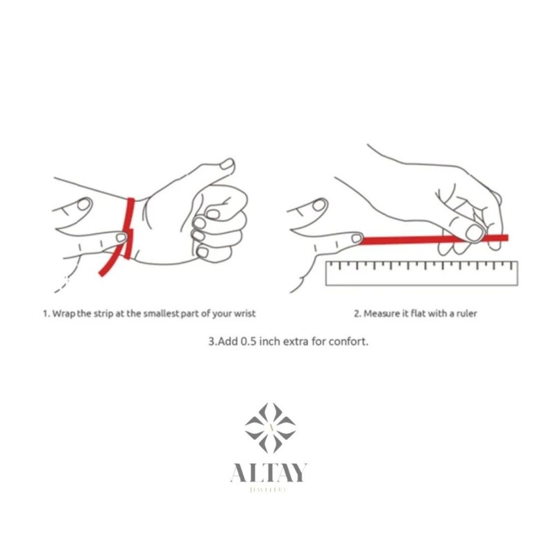 Pode incluir: Um diagrama que mostra como medir o seu pulso para uma pulseira. Enrole uma tira de papel em torno da parte mais estreita do seu pulso, depois me&ccedil;a a tira com uma r&eacute;gua. Adicione 1,25 cm para conforto.