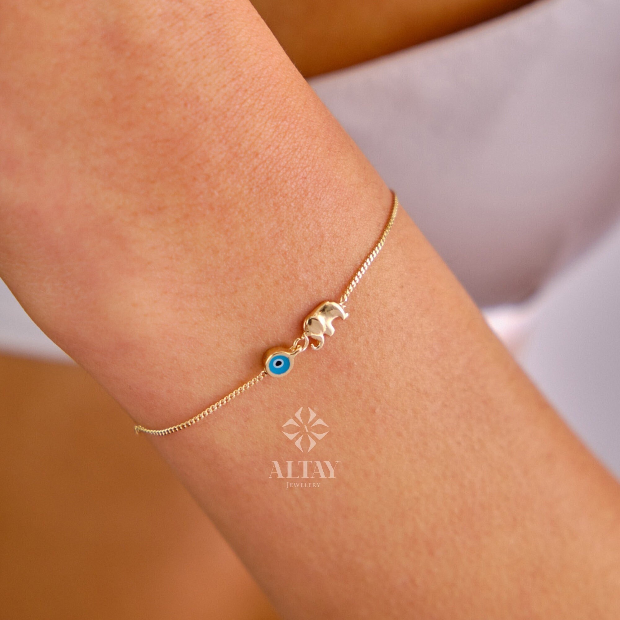 14k Solid Gold Elephant Bracelet Good 