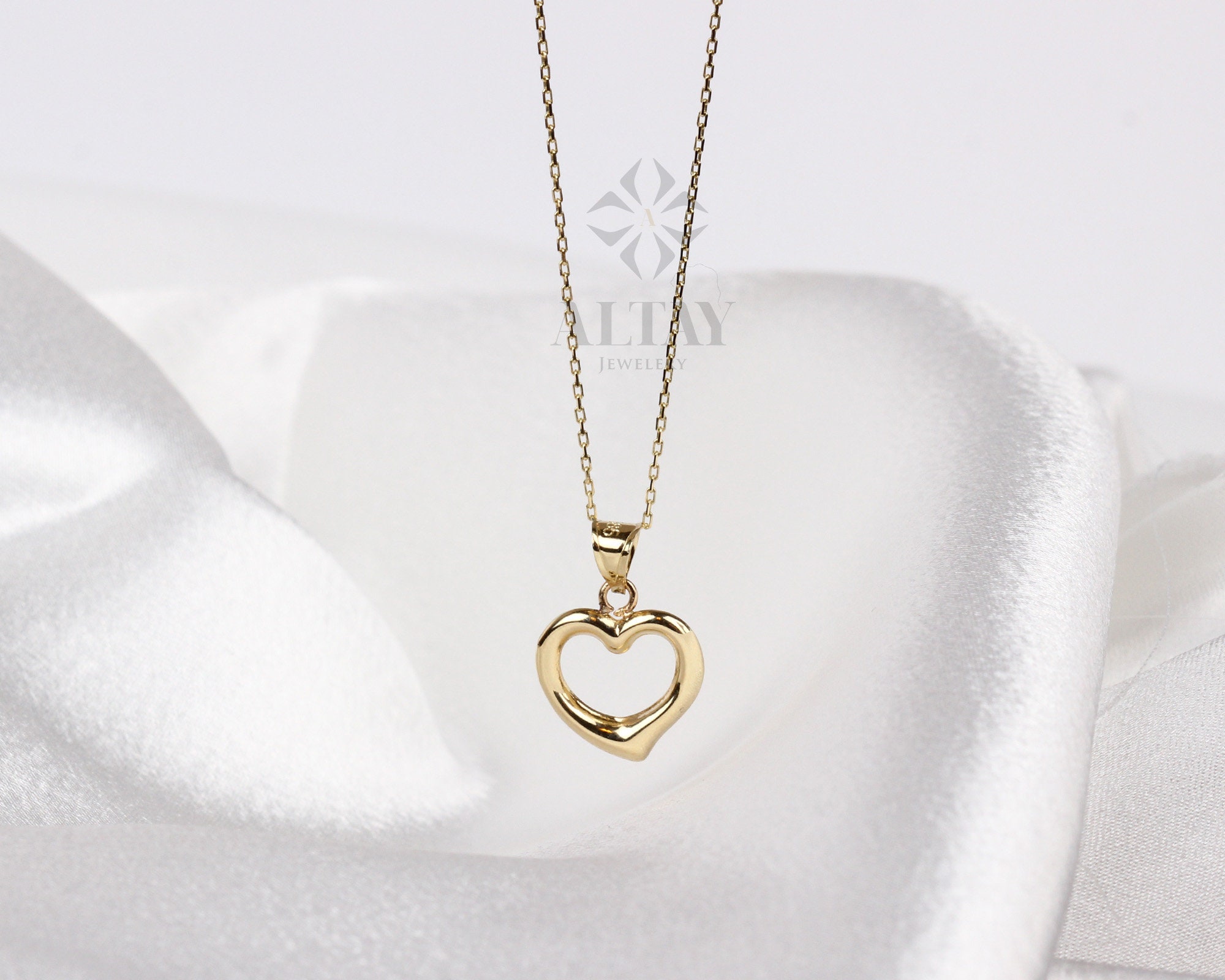 【14K】(14金) Mini Heart Necklace ハートネックレス☆送関税込 14K Gold Heart Necklace, Small Heart Necklace, Mini 3D Heart