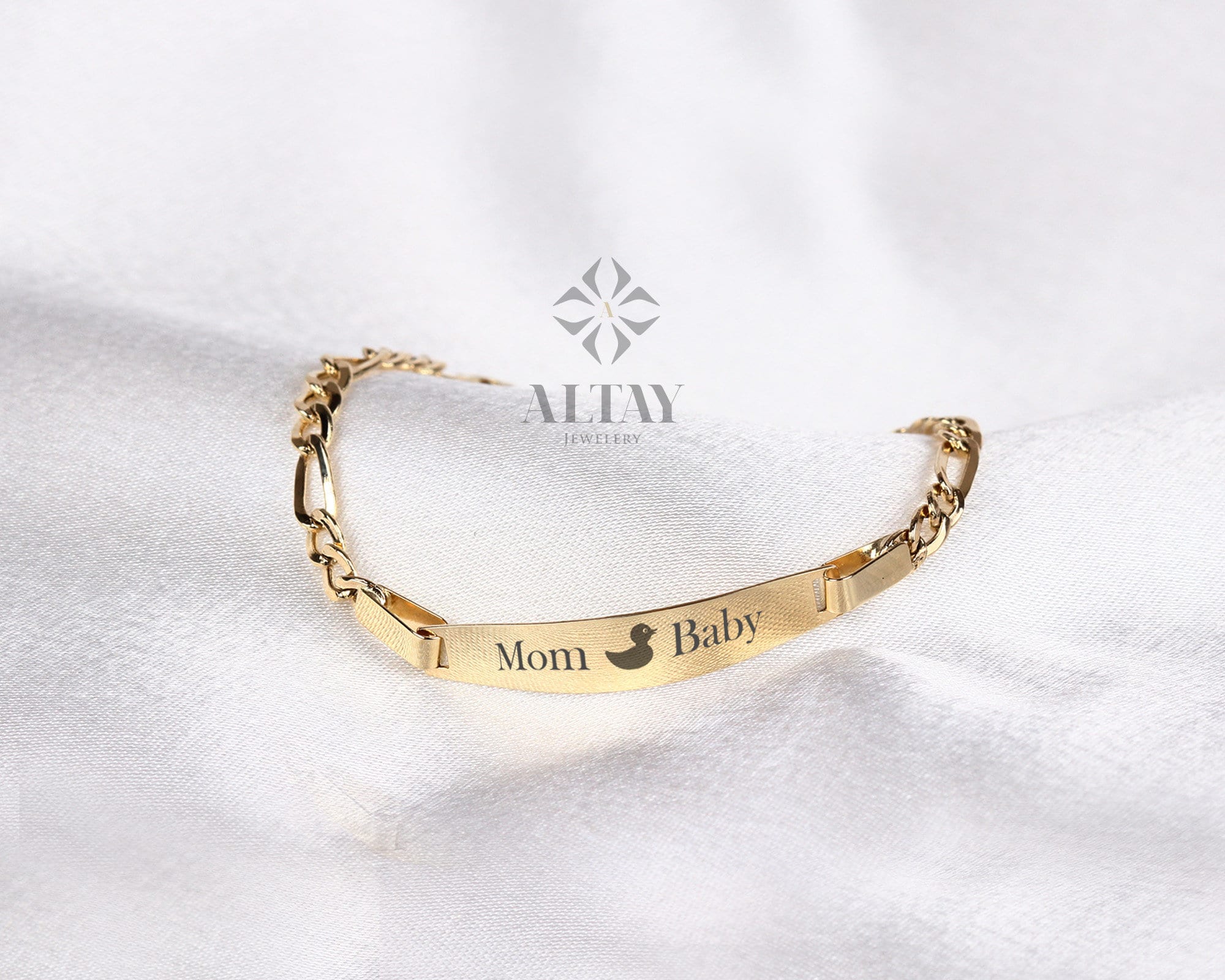 14K Gold Baby ID Bracelet, Child Nameplate Bracelet, Solid Gold Custom