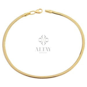 14 kt gouden slangenarmband, 2,5 mm visgraatarmband, gouden slangenarmband, handgemaakte gouden slangenarmband, gelaagde schakelarmband