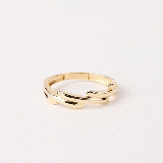 14K Gold Wave Branch Ring, Gold Twig Band, Minimalist Gold Knuckle Ring, Dainty Gold Leaf, Gold Branch Ring, Stackable Ring, Gift For Mom