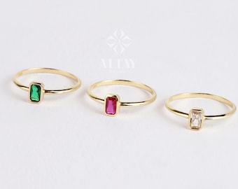 14K Gold Birthstone Rings, Personalized Family Birthstone Ring, Custom Made Birthstone Ring For Mothers, Unique Birthday Gemstone Ring