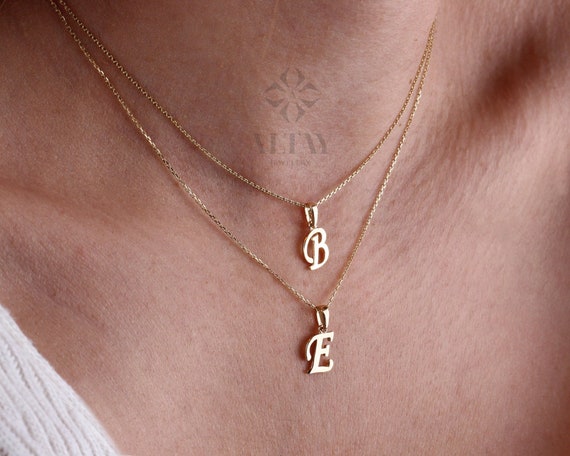Initial solid gold necklace deals