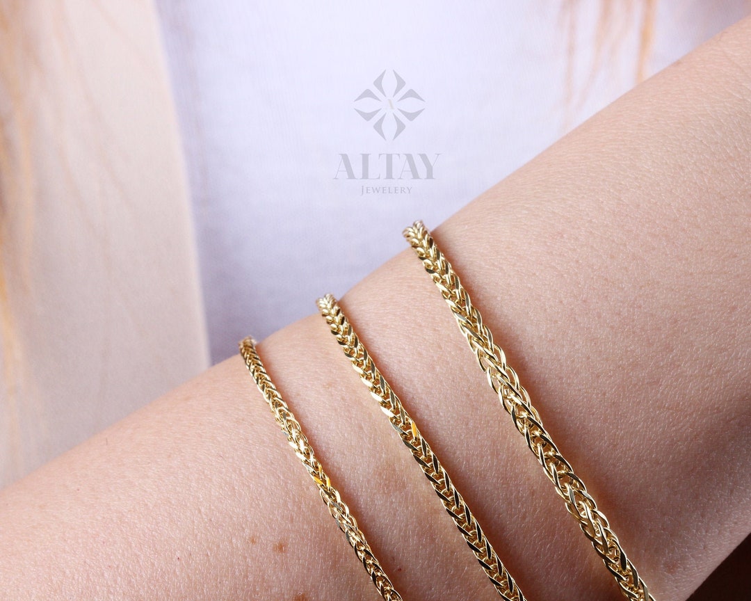 14K Gold Palm Franco Chain Bracelet Wheat Foxtail Curb Chain Men Women Palm Link Bracelet Palm Wheat Chain Anklet Spiga Chain Bracelet Etsy