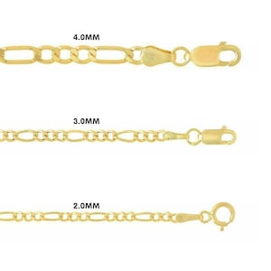 May include: Three gold chains of different widths, 2.0mm, 3.0mm, and 4.0mm, with lobster claw clasps.