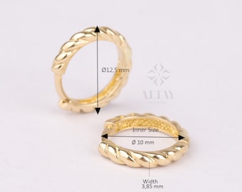 14K Gold Rope Huggie Earrings, Twist Huggie Hoop Earrings, Gold Rope Hoops, Unique Hoop Earring, Twist Gold Hinged Hoop Earring, Gift
