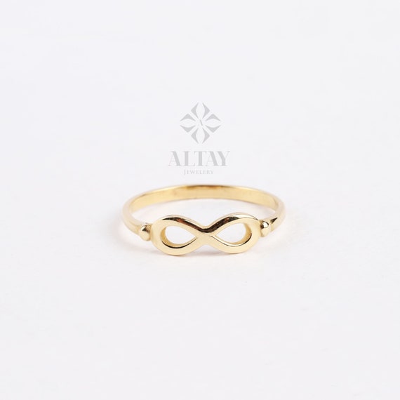 14K Gold Infinity Ring, Wedding Band Ring, Forever Ring, Delicate Love Ring, Stackable Eternity Ring, Dainty Gold Ring, Anniversary Gift