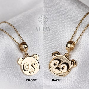 14K Gold Panda Necklace, Gold Panda Bear Pendant, Panda Face Design Choker, Animal Charm Jewelry, Unique Necklace, Luck Pendant Gift for Her zdjęcie 6