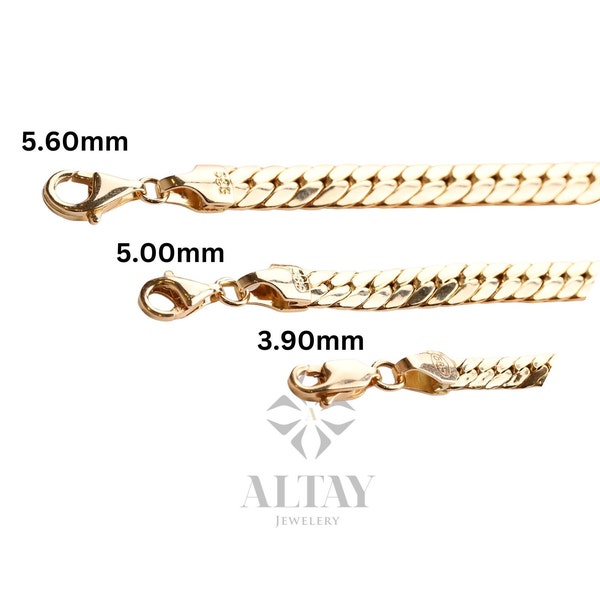 14K Gold Cuban Link Bracelet, 4mm 5mm 6mm Curb Chain Bracelet, Bold Link Chunky Vintage Chain Bracelet, Men Women Stacking Gold Bracelet