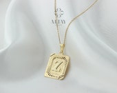 【LOVE ME MONSTER】Square & Initial Necklace〜イニシャル入り Foufou Alphabet Initial Letter Gemstone Necklace – Vintage