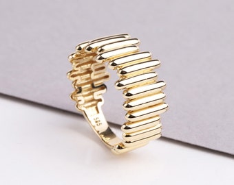 14K Gold Zigzag Ring, Tiny Gold Ring, Statement Ring, Wave Ring, Unique Design, Minimalist Gold Ring, Dainty Ring, Statement Ring