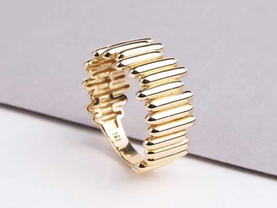 14K Gold Zigzag Ring, Tiny Gold Ring, Statement Ring, Wave Ring, Unique Design, Minimalist Gold Ring, Dainty Ring, Statement Ring