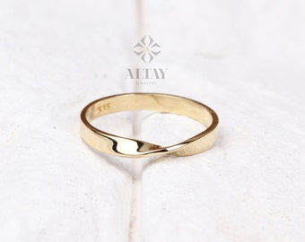 14K Gold Mobius Ring, Twist Band Ring, Infinity Band Ring, Love Matching Band, Mobius Infinity Ring, Stackable Ring, Statement Gold Ring