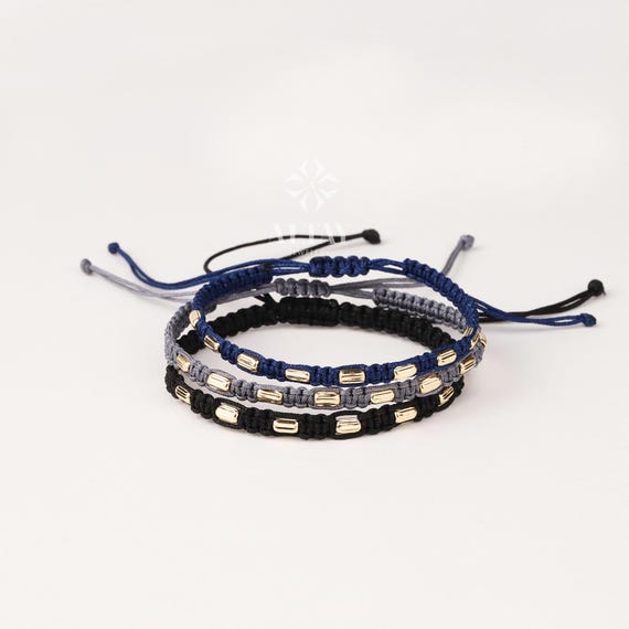 14K Gold String Bracelet, Adjustable Bracelet, Macrame Bracelet, Tiny Rope Bracelet, Macrame Bracelet for Men or Women