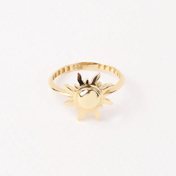 14K Gold Sun Ring, Full Sunburst Ring, Rising Sunshine Ring, Gold Crown Ring, Dainty Gold Ring, Celestial Jewelry, Stackable Ring, Gift Her