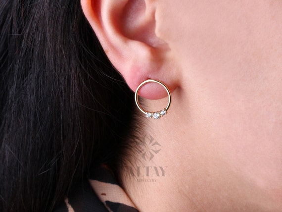 14K Solid Gold Diamond Earrings, 2mm Thick Classic Lightweight Hoops, Clasp Hoops, Stacking, Pair Of Hoops, Valentine's Day Gift For Her