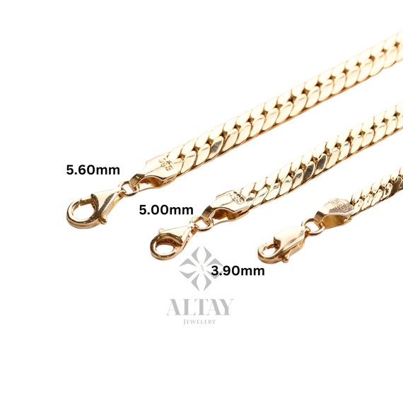 14K Gold Cuban Link Bracelet, 4mm 5mm 6mm Curb Chain Bracelet, Bold Link Chunky Vintage Chain Bracelet, Men Women Stacking Gold Bracelet