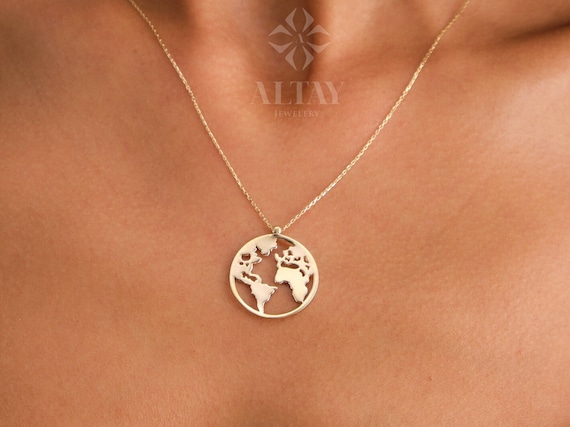 Gold Globe Necklace Minimalist Earth Necklace Dainty World - Etsy in 2023 |  Map pendant, Travel necklace, World map necklace