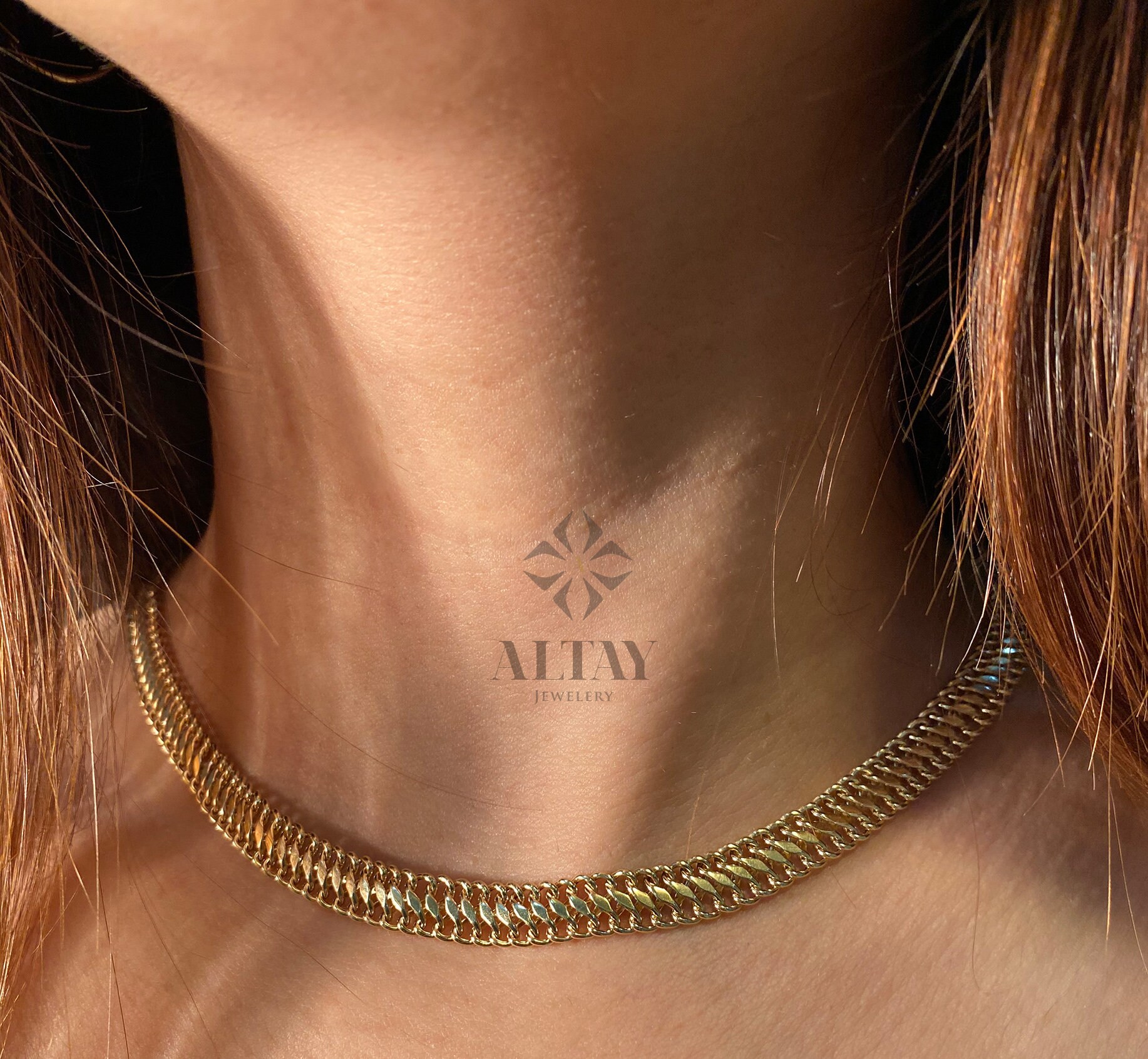 Double Curb Chain Necklace, 14k Gold, Vienna Chain Necklace, Dailywear