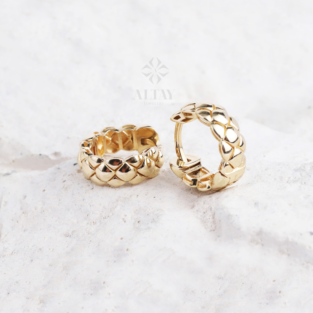 14K Gold Popcorn Huggie Hoops Bubble Earrings Tiny Beaded Huggie 14k-gold-popcorn-huggie-hoops-bubble-earrings-tiny-beaded-huggie