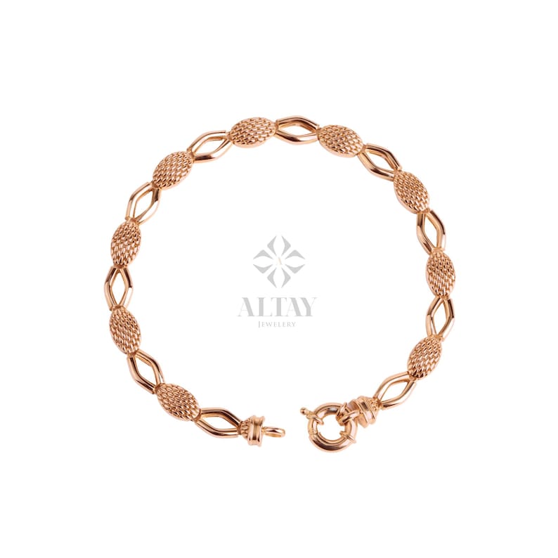 Textured Oval Chain Bracelet - Gold