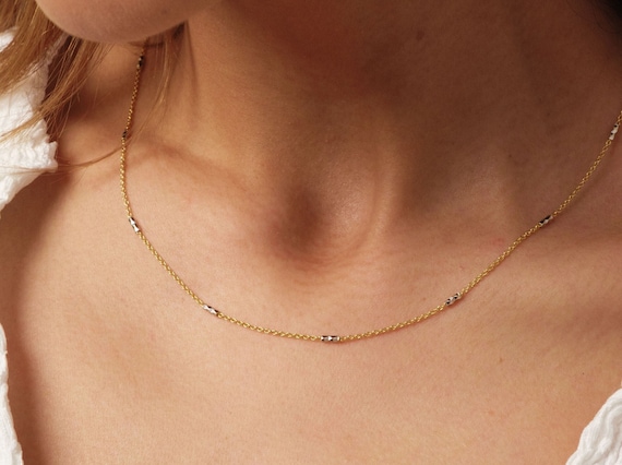 14K Gold Bead Chain Necklace, Mini Balls Necklace, Multi Balls